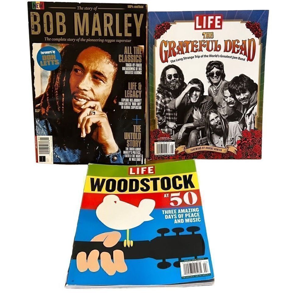 Bob Marley, Grateful Dead & Woodstock Magazines Lot of 3